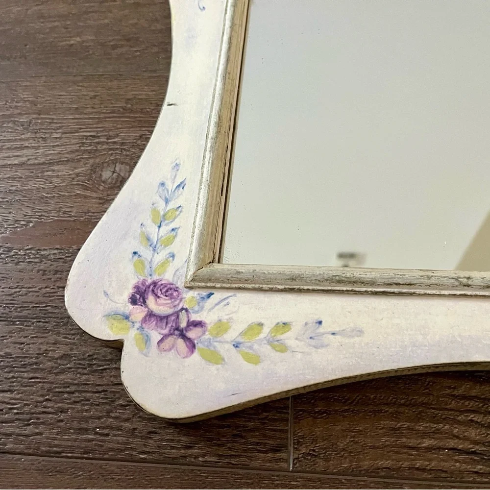 Floral Cream and Purple Wall Mirror